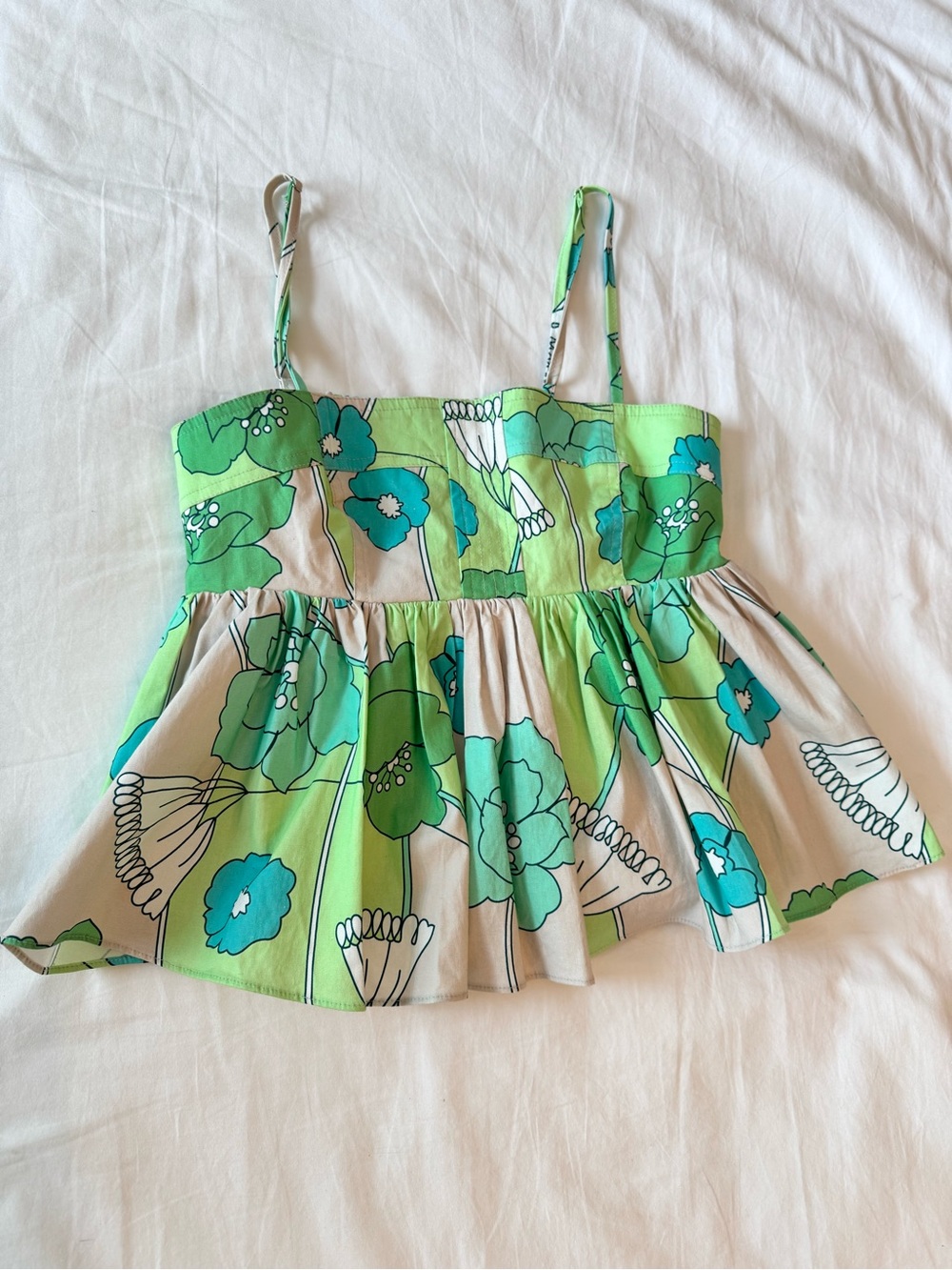 Hyacinth House by Tuckernuck Green & Teal Floral Peplum Cami Top Size XS